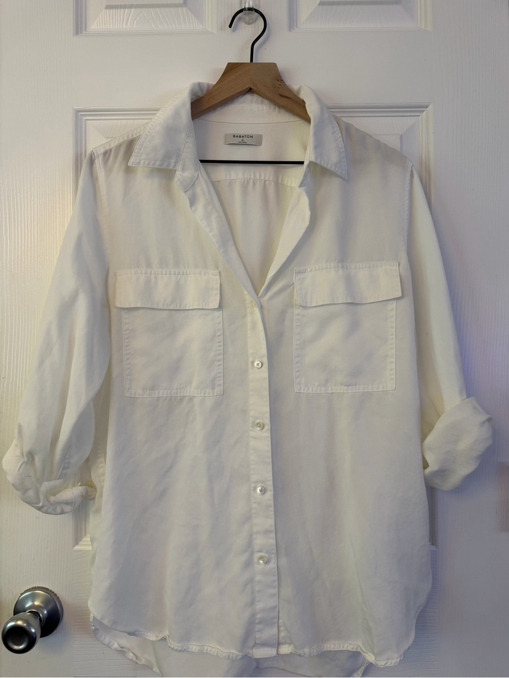 Babaton White Casual Button-Down Shirt